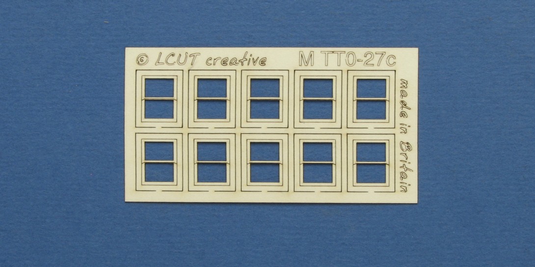 M TT0-27c TT:120 kit of 10 windows with sash - type 3 Kit of 10 windows with sash. Made from 0.35mm paper.
